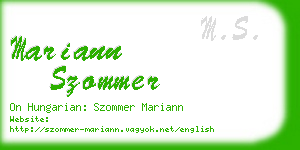mariann szommer business card